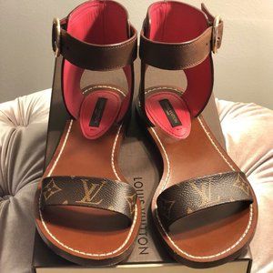 Louis Vuitton Brown Monogram Canvas And Leather Ocean Drive Flat Sandals